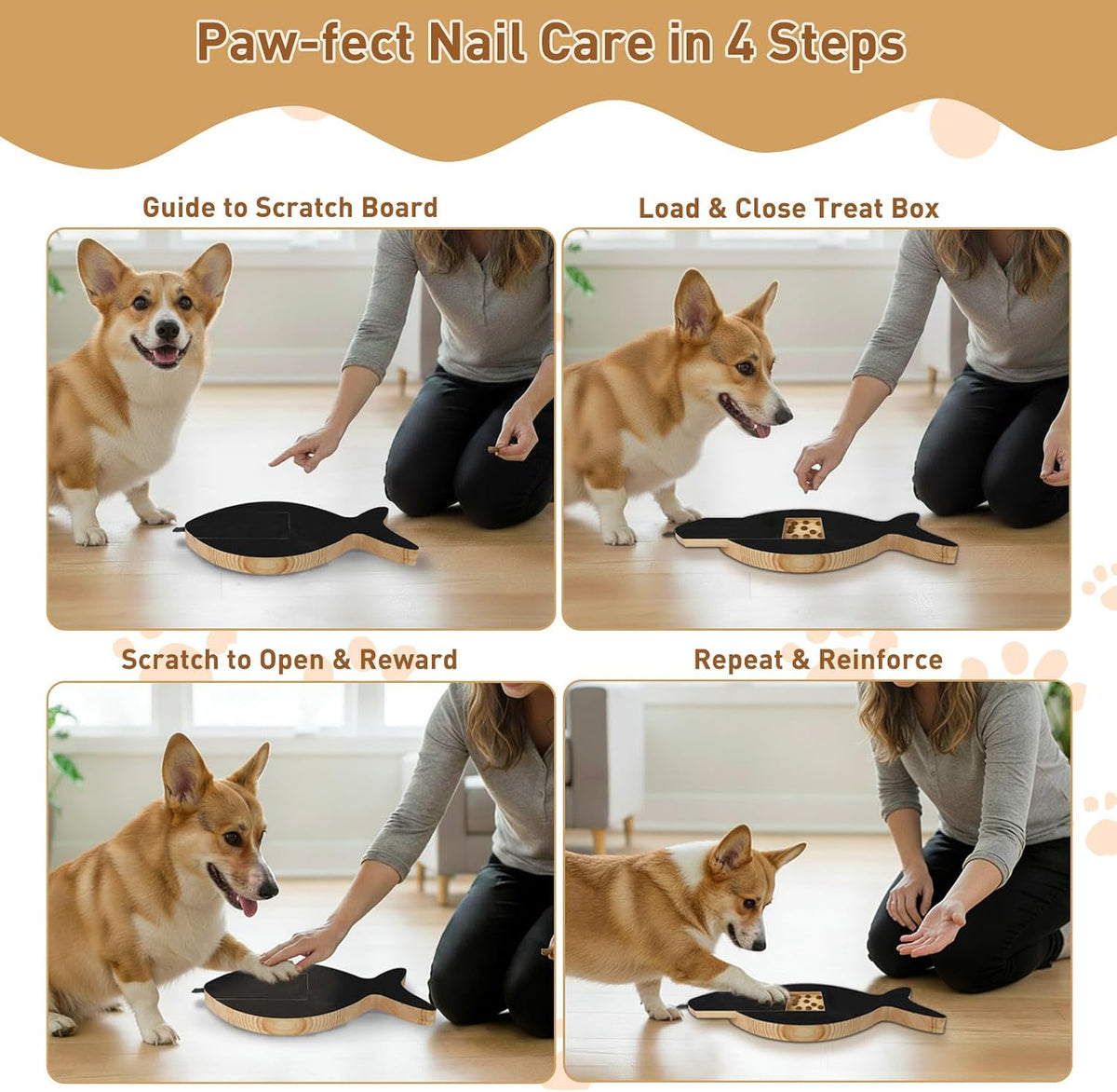 Dog Nail Scratch Board with Treat Drawer for Front Paw Nails